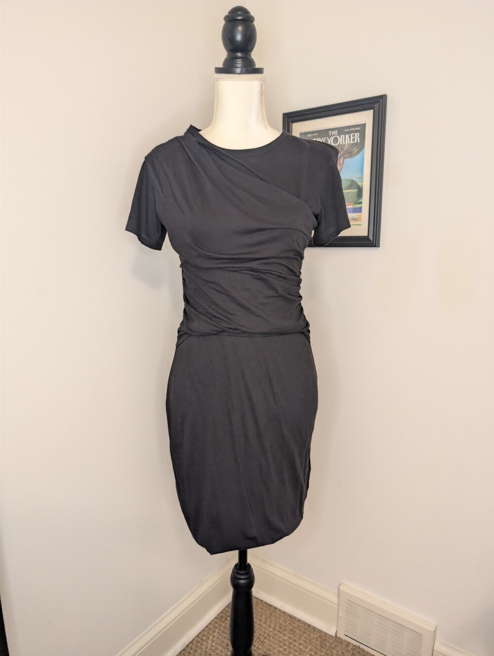 Theory 100% Cotton Ruched Toga Greek Style Draped T-shirt Dress